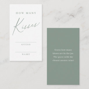 Carte D'accompagnement Sage green script devinez combien de baisers