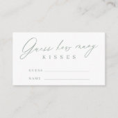 Carte D'accompagnement Sage green script devinez combien de baisers (Devant)