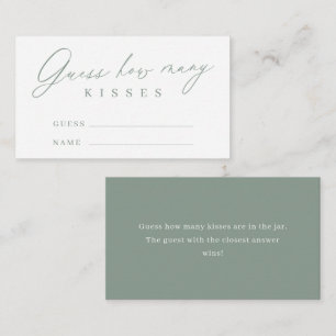 Carte D'accompagnement Sage green script devinez combien de baisers