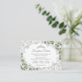 Carte D'accompagnement Sage Green Silver Quinceanera Reception Details (Debout devant)