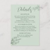 Carte D'accompagnement Sage Green Simple Boho Floral Détails du Mariage (Devant)