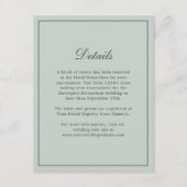 Carte D'accompagnement Sage Green Simple Elegant Wedding Info Détails (Devant)