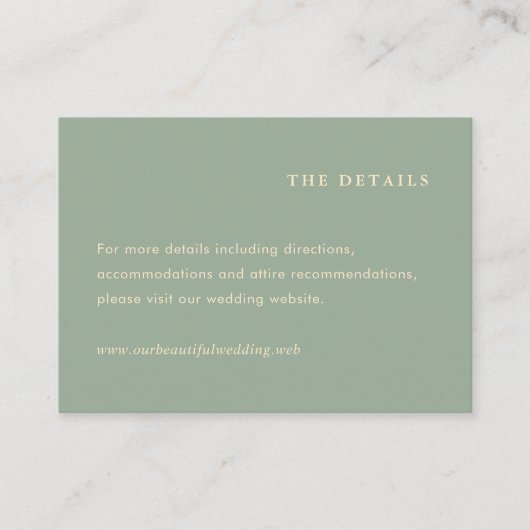 Carte D'accompagnement Sage Green Simple Modern Wedding (Devant)
