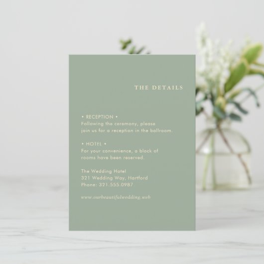 Carte D'accompagnement Sage Green Simple Modern Wedding (Debout devant)