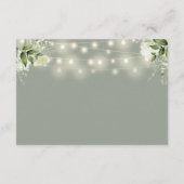 Carte D'accompagnement Sage Green String Lights Floral Mariage Réception (Dos)