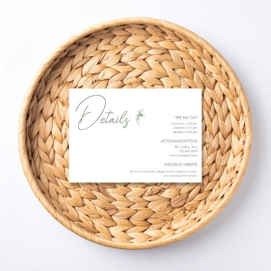 Carte D'accompagnement Sage Green Toile Details