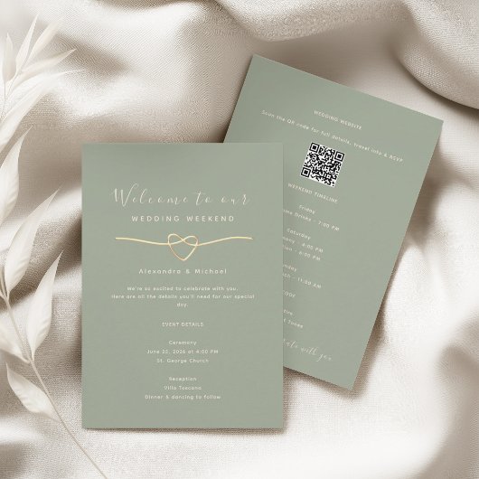 Carte D'accompagnement Sage Green Wedding Weekend Info Card