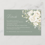 Carte D'accompagnement Sage Green White Floral Wedding Accommodation (Devant)