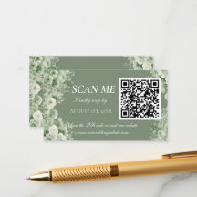 Sage Green White Floral Wedding RSVP