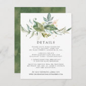 Carte D'accompagnement Sage Green White Gold Botanical Détails sur l'invi (Devant / Derrière)