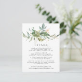 Carte D'accompagnement Sage Green White Gold Botanical Détails sur l'invi (Debout devant)