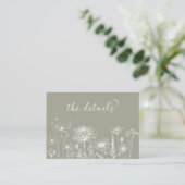 Carte D'accompagnement Sage Green Wildflower Details Card Wedding Insert (Debout devant)