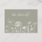 Carte D'accompagnement Sage Green Wildflower Details Card Wedding Insert (Devant)