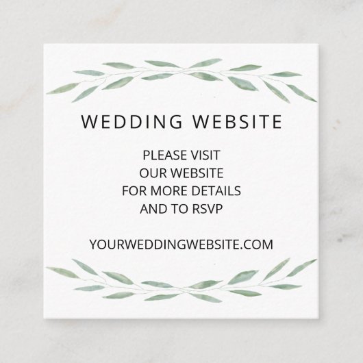 Carte D'accompagnement Sage Greenery Mariage Website Card, Botanical (Devant)
