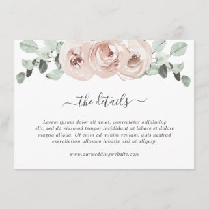 Carte D'accompagnement Sage Greenery Rose Floral Dusty Rose Mariage