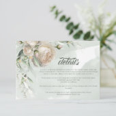 Carte D'accompagnement Sage Greenery White Rose Wedding (Debout devant)