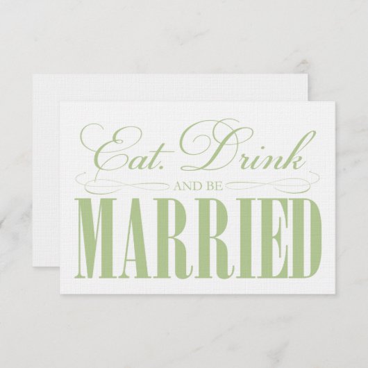 Carte D'accompagnement Sage Mangez, Buvez Et Soyez Mariés | Boîtier (Devant / Derrière)