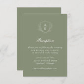 Carte D'accompagnement Sage Moderne Simple Feuille Crest Mariage Réceptio (Devant / Derrière)