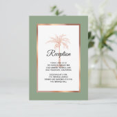 Carte D'accompagnement Sage Rose Gold Copper Palm Tree Réception de maria (Debout devant)