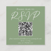 Carte D'accompagnement Sage Vert blanc Script QR Code Mariage RSVP (Devant)