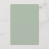 Carte D'accompagnement Sage vert intemporel Mariage élégant (Dos)