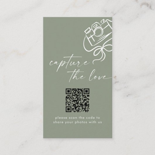 Carte D'accompagnement Sage Vert Mariage moderne Capture Le Code QR d'amo (Devant)