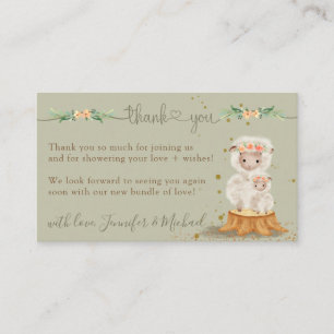 Carte D'accompagnement sage vert Mouton Baby Shower Nouvelle Maman Merci