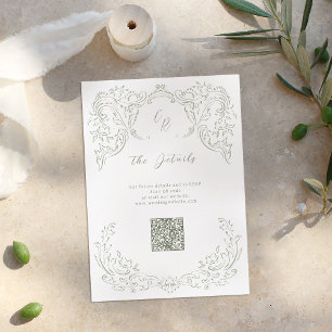 Carte D'accompagnement Sage Vintage Flourissant Monogramme Détails du Mar