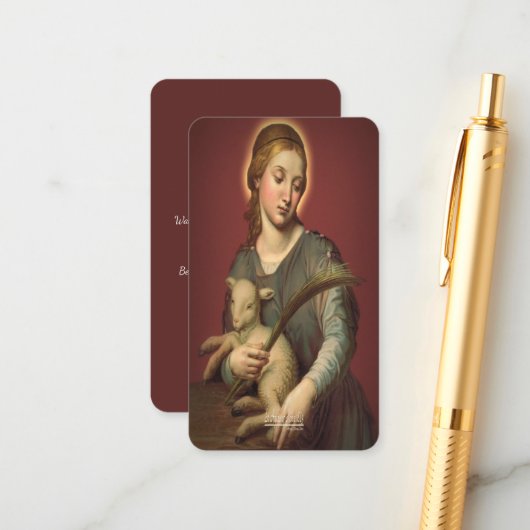 Carte D'accompagnement Saint Agnes de Rome avec prière (Devant/Arrière en situation)