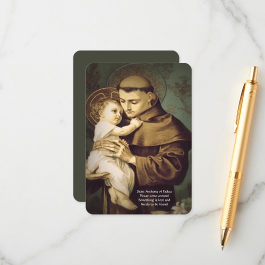 Carte D'accompagnement Saint Anthony Prière de Restauration des objets pe (Devant/Arrière en situation)