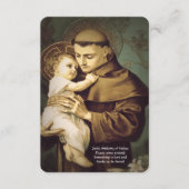 Carte D'accompagnement Saint Anthony Prière de Restauration des objets pe (Devant)