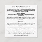 Carte D'accompagnement Saint Bernadette Soubirous (Dos)