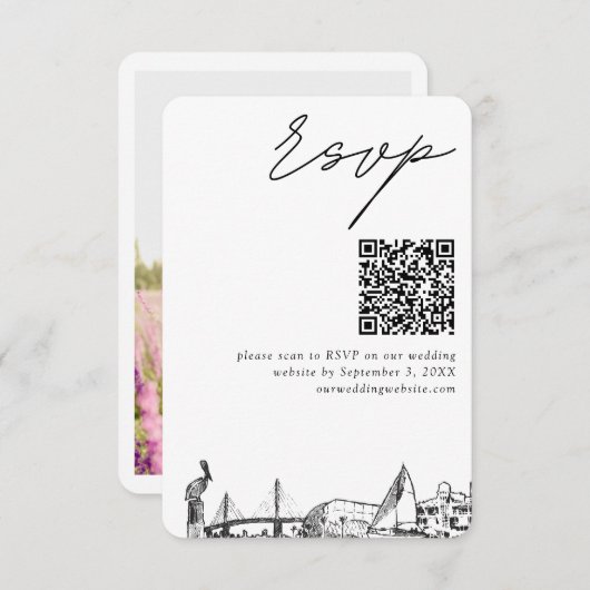 Carte D'accompagnement Saint-Pétersbourg Mariage RSVP QR Code Petit (Devant / Derrière)