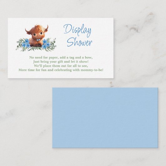 CARTE D'ACCOMPAGNEMENT SAINT VACHE MODERNE BABY SHOWER BLEU AFFICHER DOUC (Devant / Derrière)