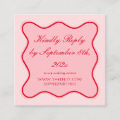 Carte D'accompagnement Saint Valentin Mariage rouge et rose RSVP Qr Code (Devant)