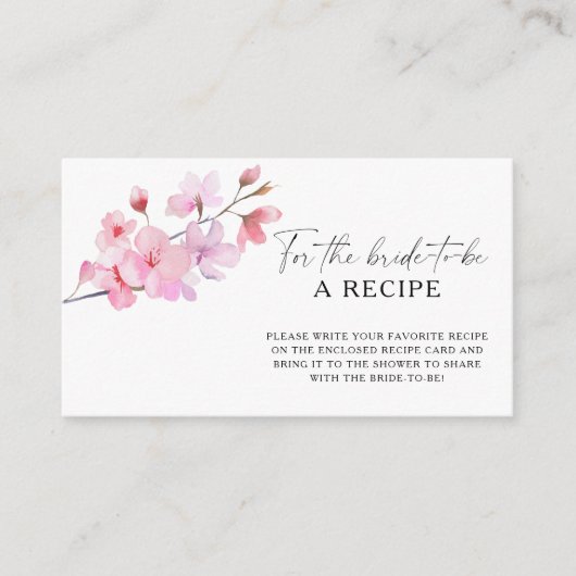 Carte D'accompagnement Sakura - Fiche de recette pour la future mariée (Devant)