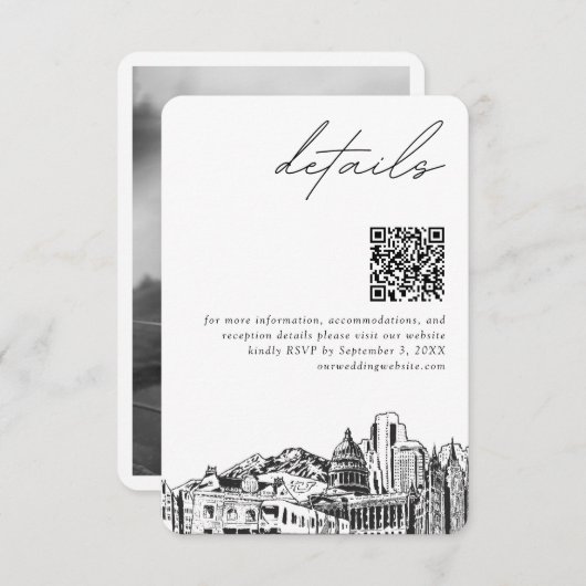 Carte D'accompagnement Salt Lake City Détails du Mariage QR Code Petit (Devant / Derrière)