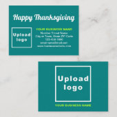 Carte D'accompagnement Salutation d'action de grâces sur vert Turquoise (Devant / Derrière)