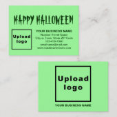 Carte D'accompagnement Salutation d'Halloween d'affaires sur vert clair (Devant / Derrière)