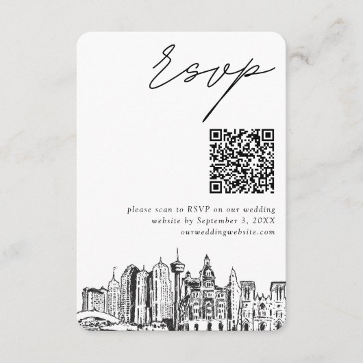 Carte D'accompagnement San Antonio Mariage moderne RSVP QR Code (Devant)