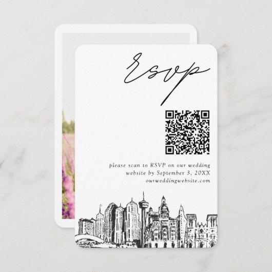 Carte D'accompagnement San Antonio Mariage moderne RSVP QR Code (Devant / Derrière)