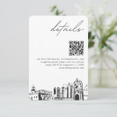 Carte D'accompagnement San Diego Mariage Détails modernes Code QR (Debout devant)