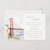 Carte D'accompagnement San Francisco Golden Gate Bridge Wedding Reception (Devant / Derrière)