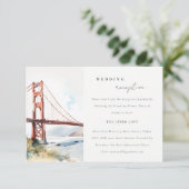 Carte D'accompagnement San Francisco Golden Gate Bridge Wedding Reception (Debout devant)