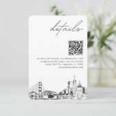 Carte D'accompagnement San Francisco Mariage Détails modernes QR Code (Debout devant)