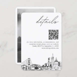 Carte D'accompagnement San Francisco Mariage Détails modernes QR Code
