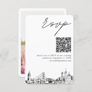 Carte D'accompagnement San Francisco Mariage Modern RSVP QR Code