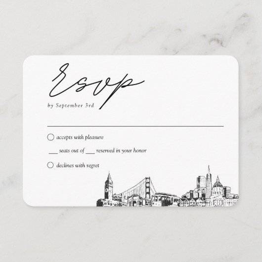 Carte D'accompagnement San Francisco Mariage traditionnel RSVP (Devant)
