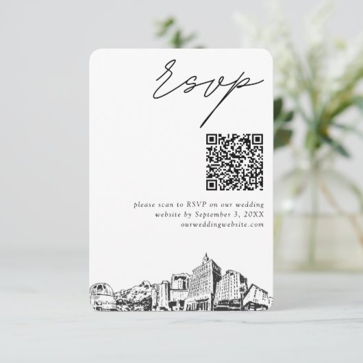 Carte D'accompagnement San Jose Mariage moderne RSVP QR Code (Debout devant)