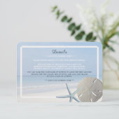 Carte D'accompagnement Sand Dollar et Starfish Beach Wedding Détail (Debout devant)